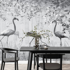 3054-E / Peel and Stick Wallpaper with Grey FlamingoBoho WallPaper for Wall Decor, Easy Install, Removable for Nursery, Bathroom, Bedroom - Artevella
