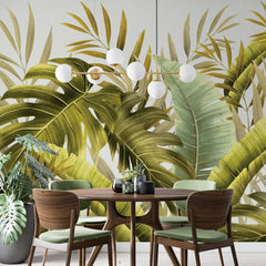 3056-B / Modern Wallpaper Peel and Stick - Exotic Tropical Plants and Palm Leaves Mural, Ideal for DIY Decor and Room Transformation - Artevella