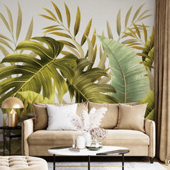 3056-B / Modern Wallpaper Peel and Stick - Exotic Tropical Plants and Palm Leaves Mural, Ideal for DIY Decor and Room Transformation - Artevella