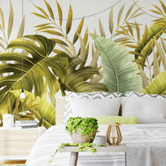 3056-B / Modern Wallpaper Peel and Stick - Exotic Tropical Plants and Palm Leaves Mural, Ideal for DIY Decor and Room Transformation - Artevella