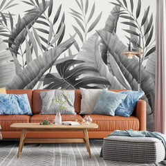 3056-E / Modern Wallpaper Peel and Stick - Exotic Tropical Plants and Palm Leaves Mural, Ideal for DIY Decor and Room Transformation - Artevella