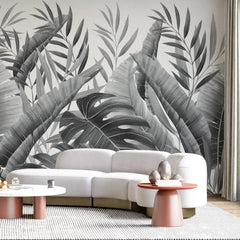 3056-E / Modern Wallpaper Peel and Stick - Exotic Tropical Plants and Palm Leaves Mural, Ideal for DIY Decor and Room Transformation - Artevella