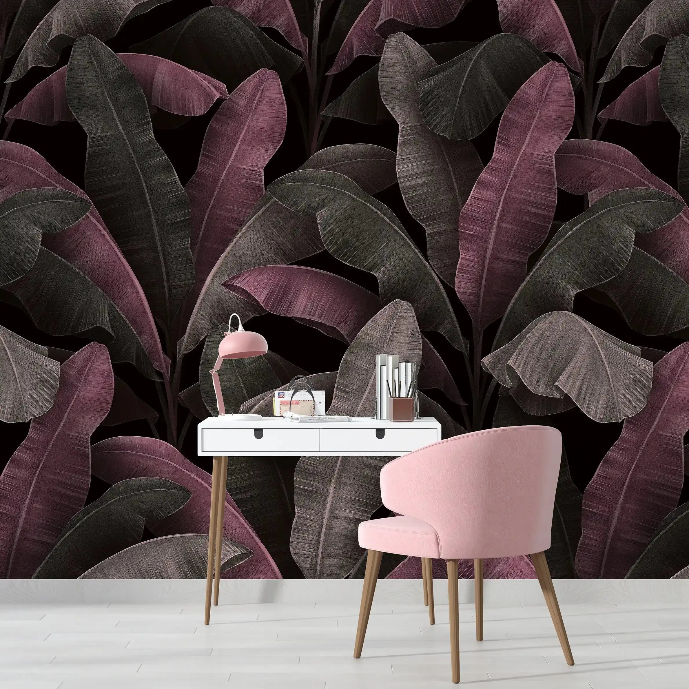 3062-B / Botanical Peelable Stickable Wallpaper with Gold Banana Leaves - Self-Adhesive, Removable Wallpaper for Walls, Boho Decor - Artevella