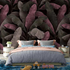 3062-B / Botanical Peelable Stickable Wallpaper with Gold Banana Leaves - Self-Adhesive, Removable Wallpaper for Walls, Boho Decor - Artevella