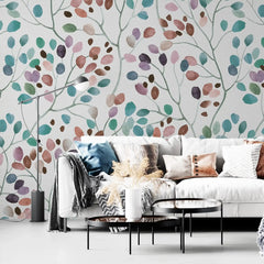 3063-D / Tropical Floral Peel and Stick Wallpaper - Colorful Woodland Branch, Decorative for Accent Wall, Removable and Easy to Install - Artevella