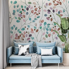 3063-D / Tropical Floral Peel and Stick Wallpaper - Colorful Woodland Branch, Decorative for Accent Wall, Removable and Easy to Install - Artevella