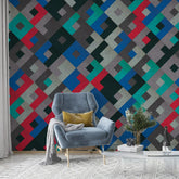 3064-C / Colorful Geometric Pattern Wallpaper - Peelable, Stickable, Ideal for Modern Wall Decor or Accent Wall - Artevella