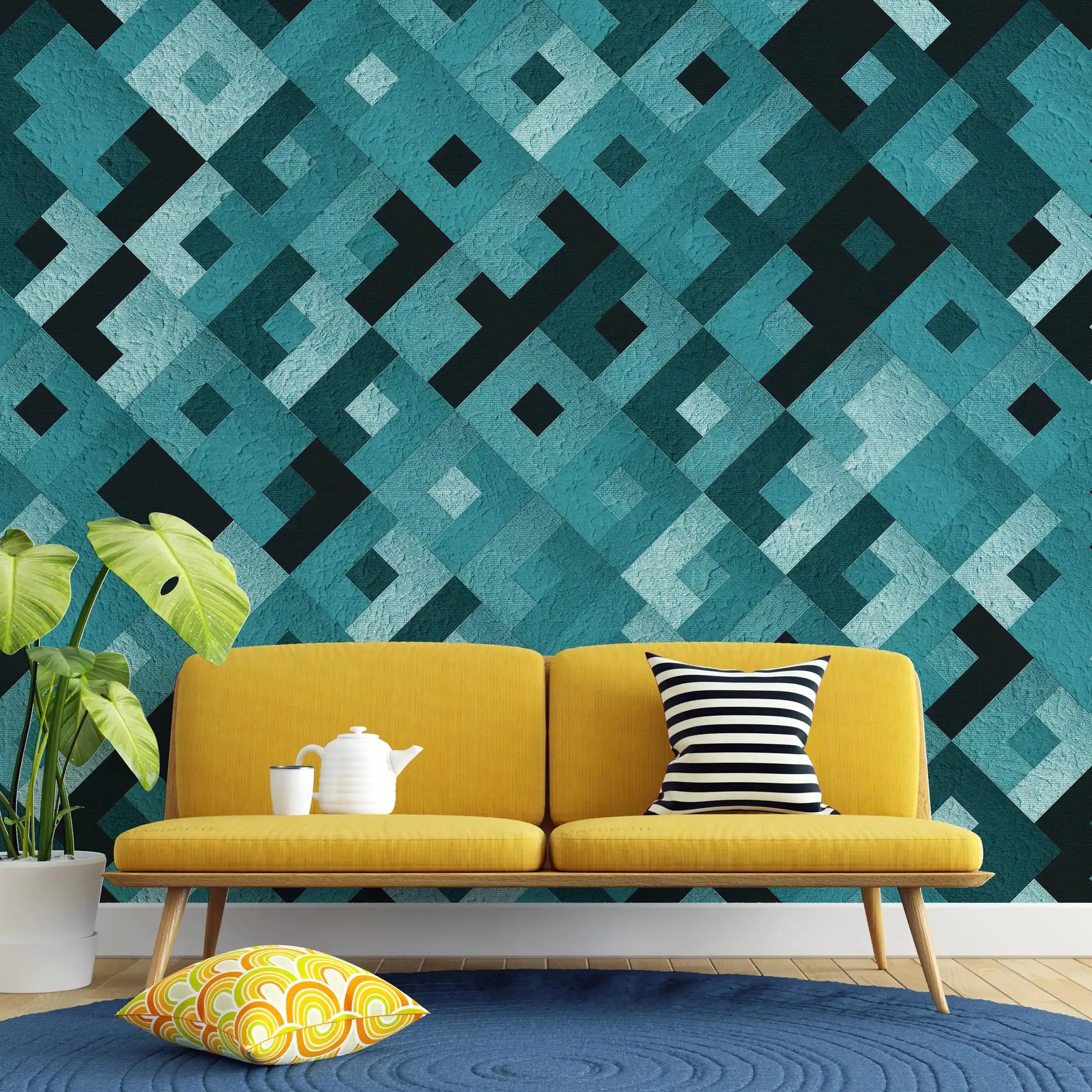 3064-D / Colorful Geometric Pattern Wallpaper - Peelable, Stickable, Ideal for Modern Wall Decor or Accent Wall - Artevella