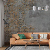 3068-A / Elegant Floral Abstract Peel and Stick Wallpaper with Gold Border - Perfect for Modern Room Deco - Artevella