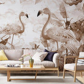 3069-D / Tropical Peel & Stick Wallpaper – Vibrant Pink Flamingo and Leaf Design for DIY Home Decor - Artevella