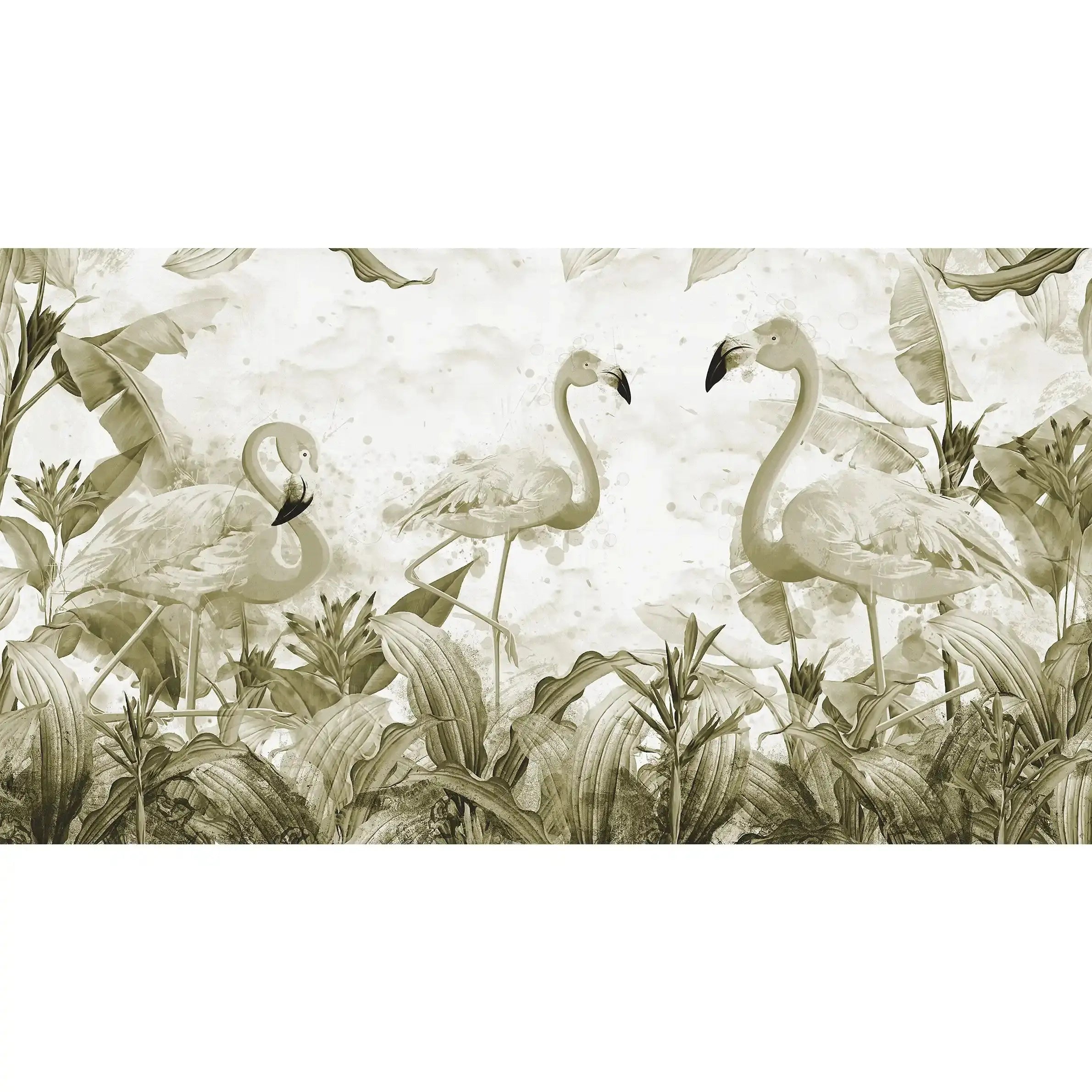 3069-F / Tropical Peel & Stick Wallpaper – Vibrant Green Flamingo and Leaf Design for DIY Home Decor - Artevella