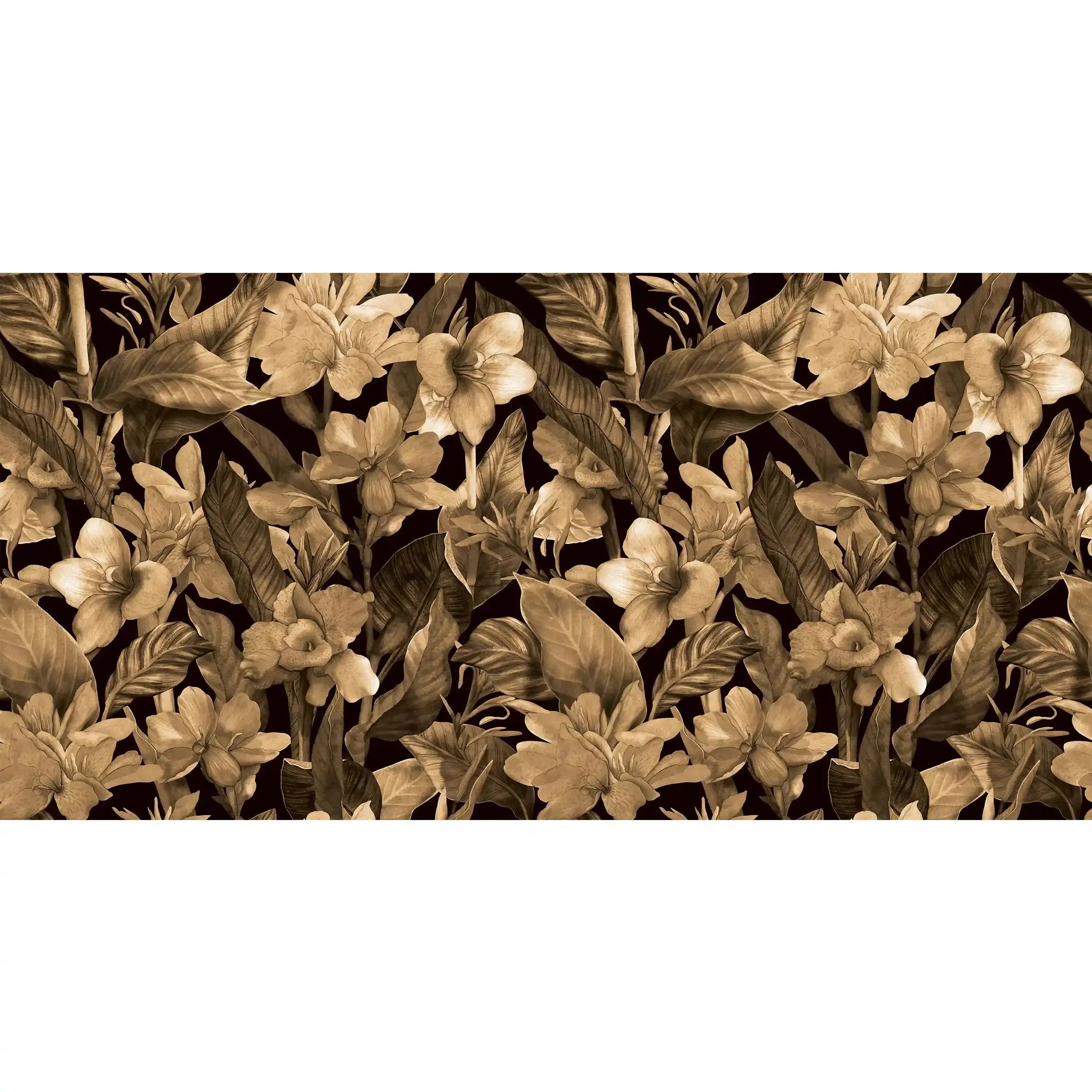 3074-D / Botanical Peel and Stick Wallpaper: Brown Floral & Black Leaf Pattern, Perfect for Accent Wall Decor - Artevella