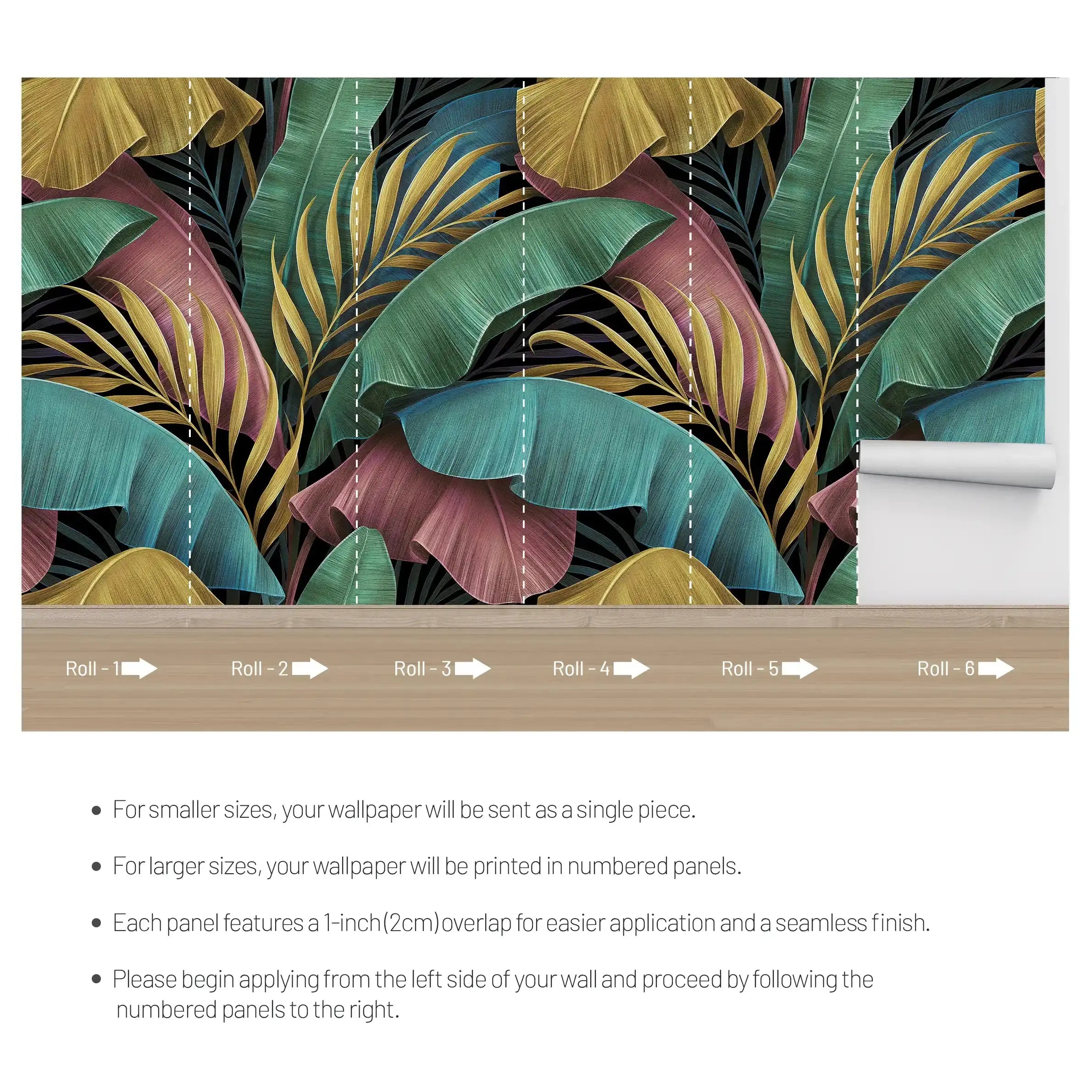 3075-A / Peel and Stick Boho Wallpaper: Tropical Palm Leave Design, Perfect for Accent Wall Decor - Artevella