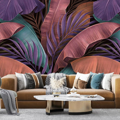3075-C / Peel and Stick Boho Wallpaper: Tropical Palm Leave Design, Perfect for Accent Wall Decor - Artevella
