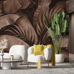 3075-D / Peel and Stick Boho Wallpaper: Tropical Palm Leave Design, Perfect for Accent Wall Decor - Artevella