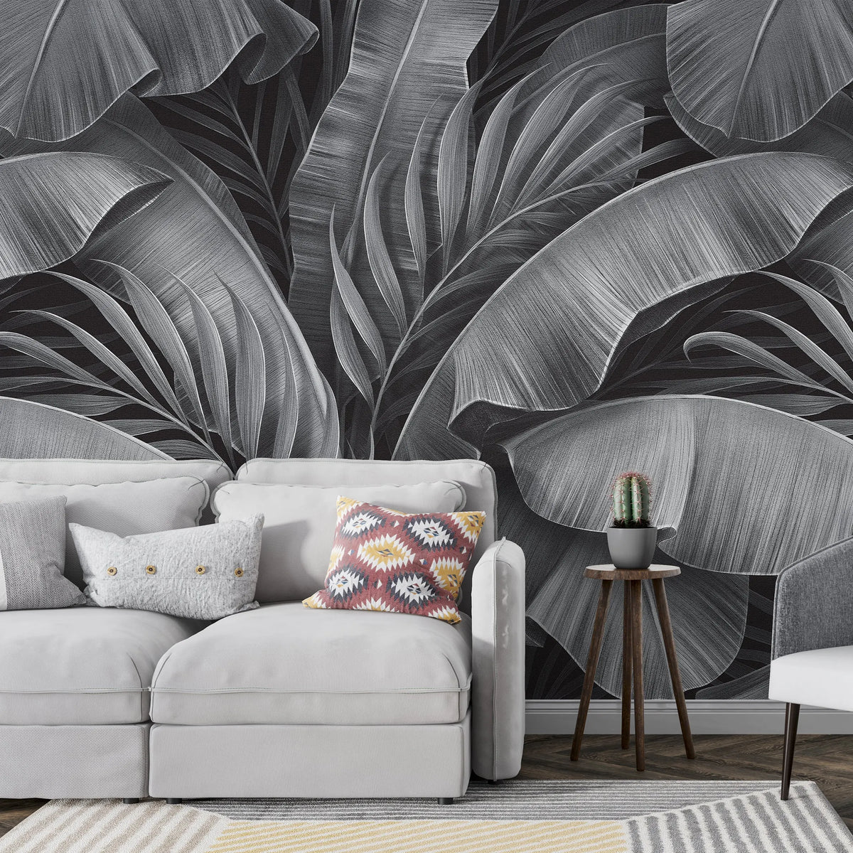 3075-E / Peel and Stick Boho Wallpaper: Tropical Palm Leave Design, Perfect for Accent Wall Decor - Artevella