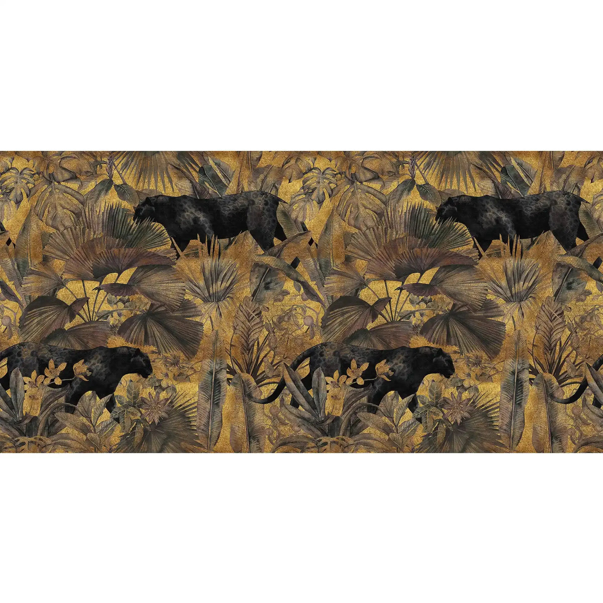 3076-A / Botanical Wallpaper with Panther Theme: Adhesive Mural for Wall Accent - Artevella