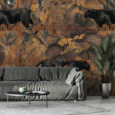 3076-B / Botanical Wallpaper with Panther Theme: Adhesive Mural for Wall Accent - Artevella