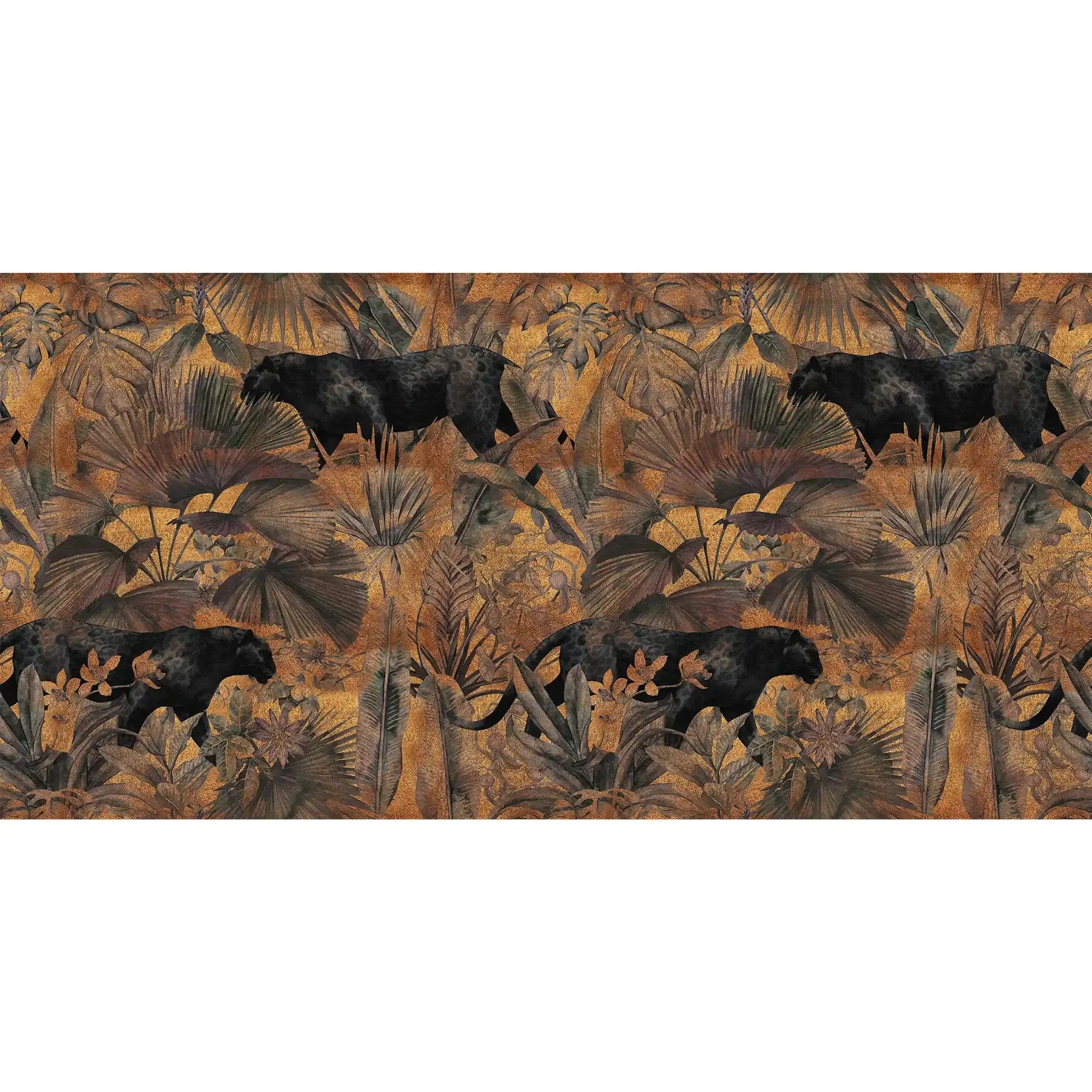 3076-B / Botanical Wallpaper with Panther Theme: Adhesive Mural for Wall Accent - Artevella