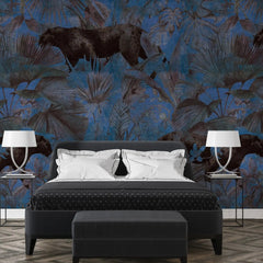 3076-C / Botanical Wallpaper with Panther Theme: Adhesive Mural for Wall Accent - Artevella