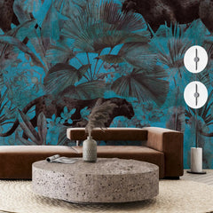3076-D / Botanical Wallpaper with Panther Theme: Adhesive Mural for Wall Accent - Artevella