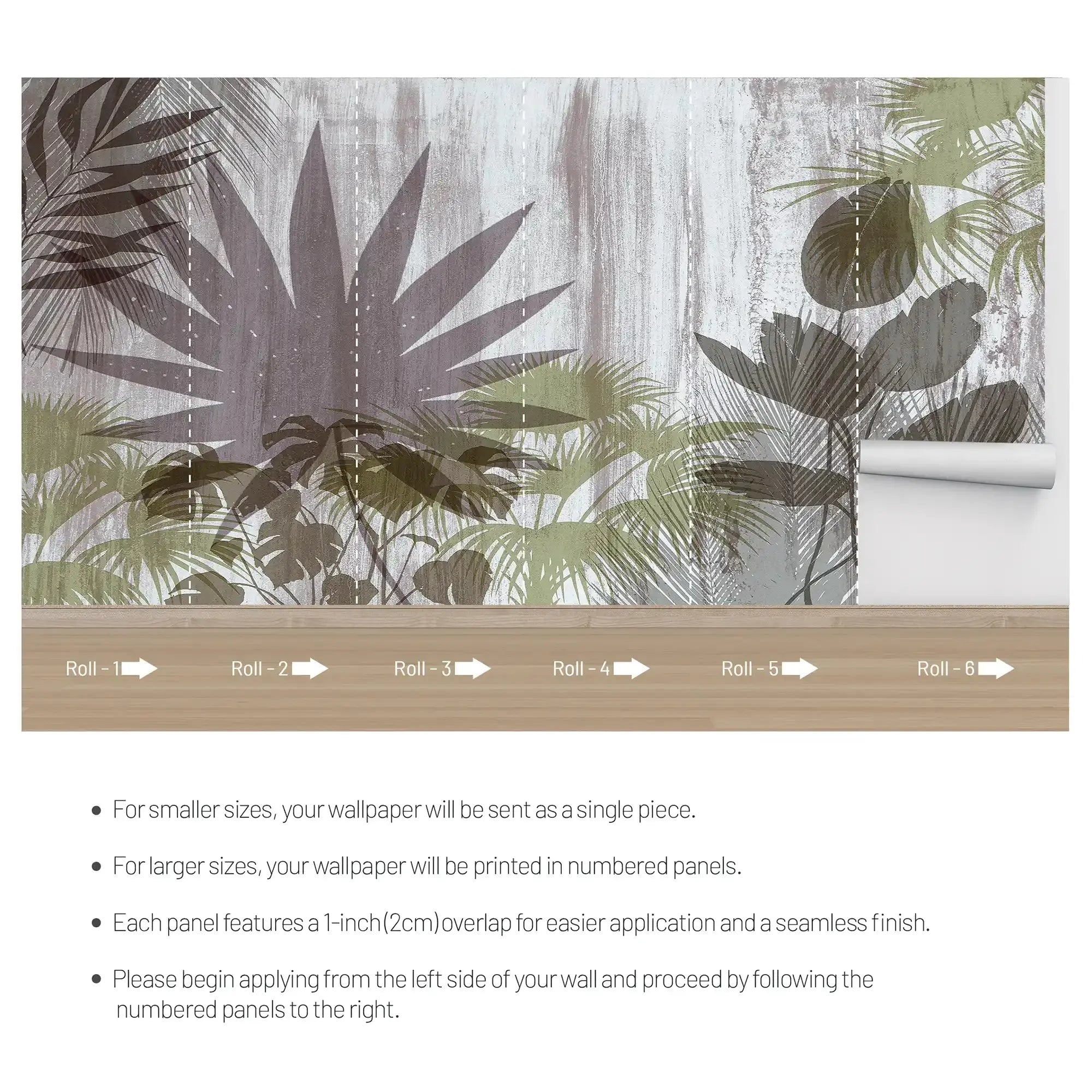 3077-A / Botanical Wall Mural: Peel and Stick Wallpaper with Wild Floral and Plant Motif - Artevella
