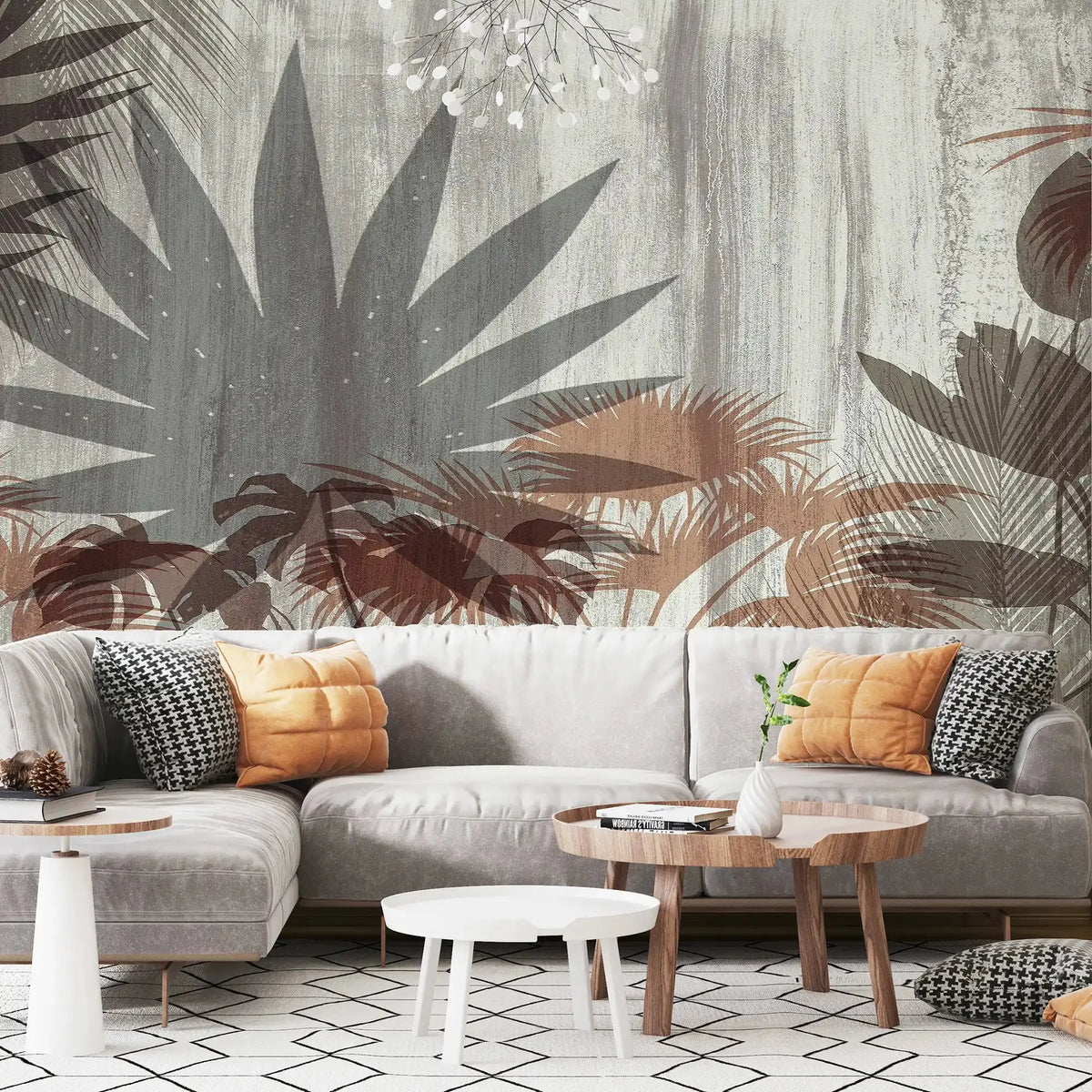 3077-C / Botanical Wall Mural: Peel and Stick Wallpaper with Wild Floral and Plant Motif - Artevella