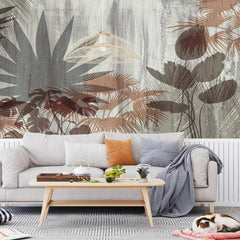 3077-C / Botanical Wall Mural: Peel and Stick Wallpaper with Wild Floral and Plant Motif - Artevella