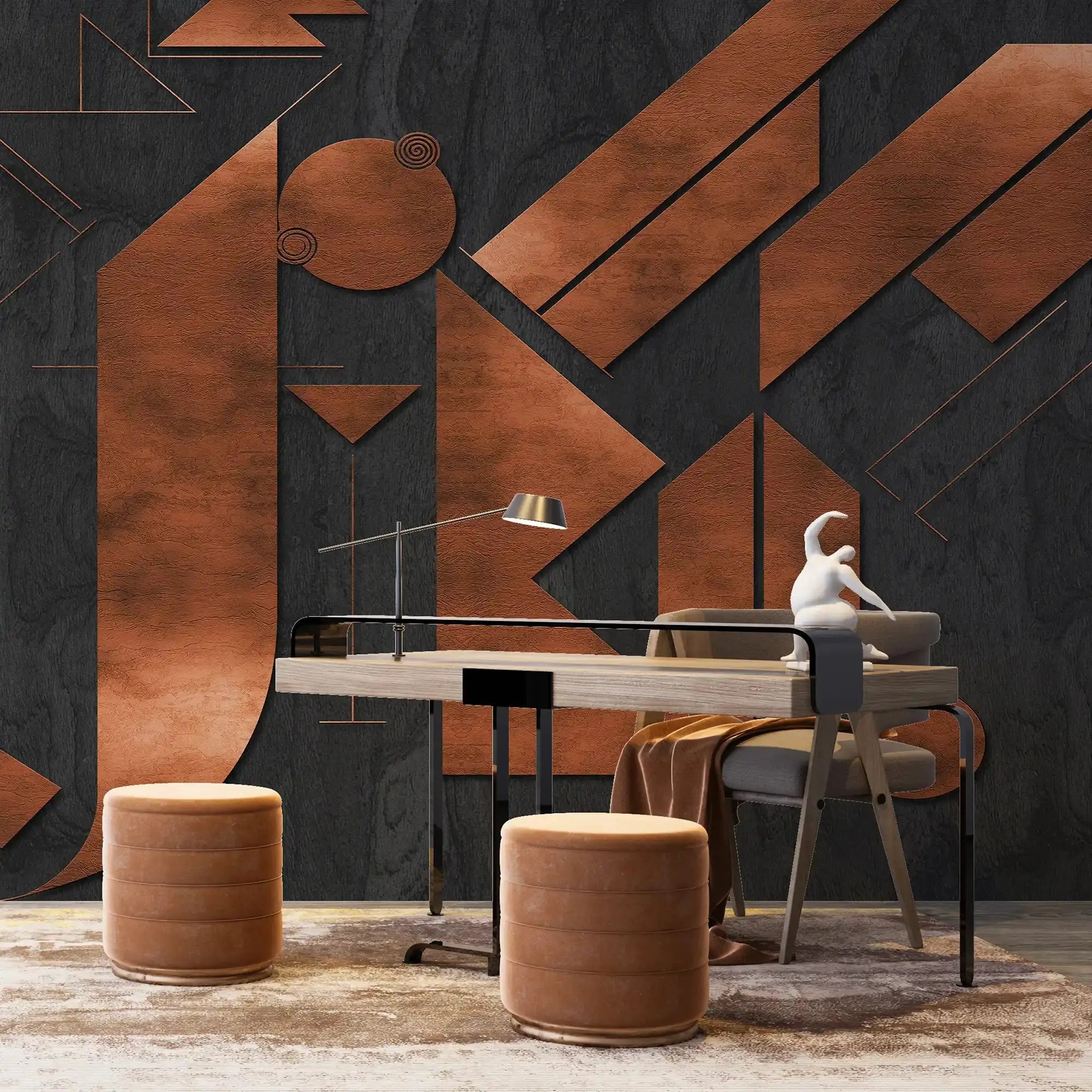 3078-C / Adhesive Boho Wallpaper Peel and Stick: Easy Install Geometric Pattern for Walls, Bedrooms, Kitchens - Modern, Temporary Room Decor - Artevella