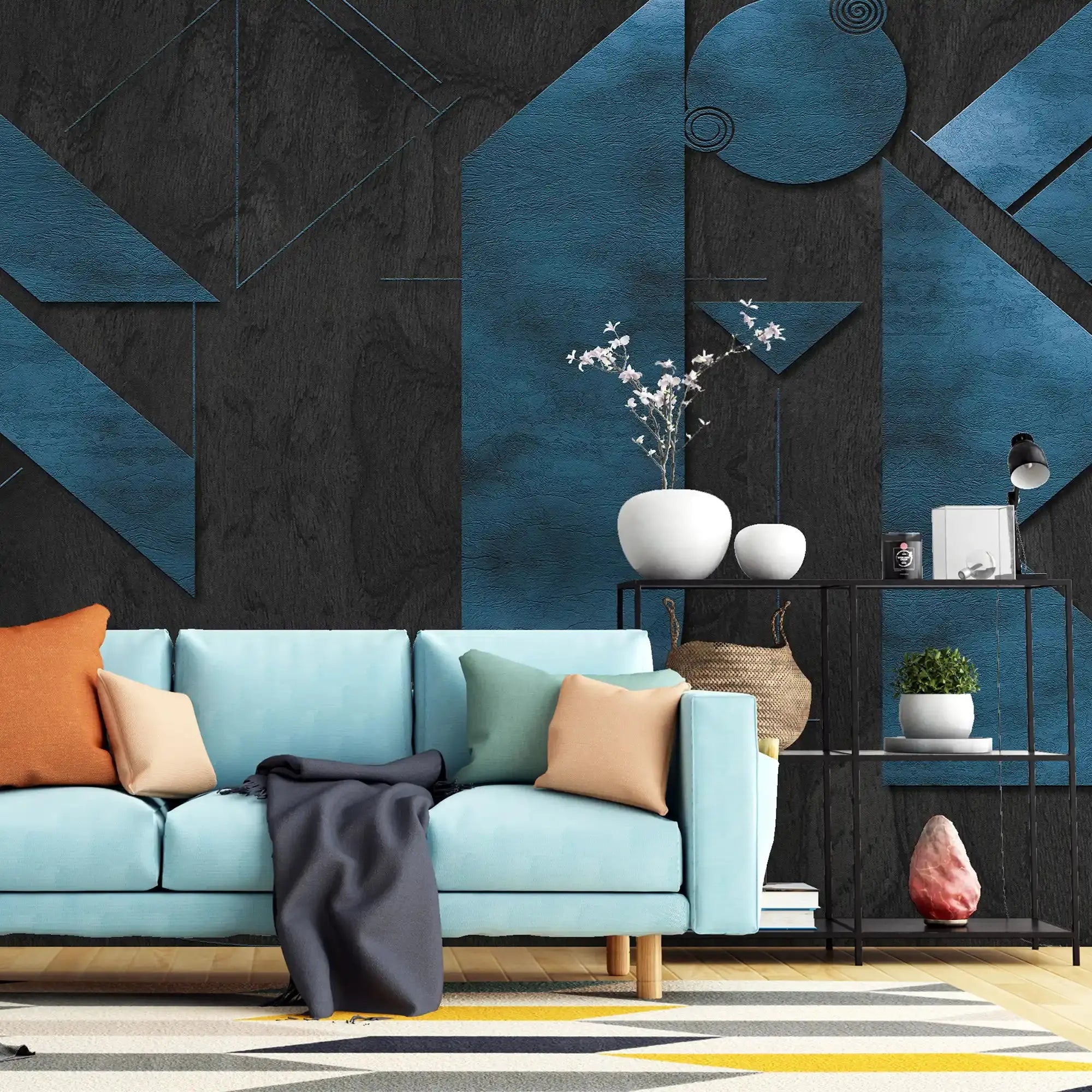 3078-D / Adhesive Boho Wallpaper Peel and Stick: Easy Install Geometric Pattern for Walls, Bedrooms, Kitchens - Modern, Temporary Room Decor - Artevella