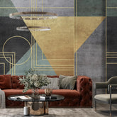 3079-A / Peel and Stick Geometric Wallpaper: Gold Accents, Modern Decor for Walls - DIY Self Adhesive, Removable, Abstract Art Deco Design - Artevella