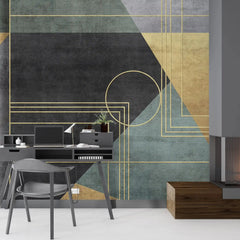 3079-A / Peel and Stick Geometric Wallpaper: Gold Accents, Modern Decor for Walls - DIY Self Adhesive, Removable, Abstract Art Deco Design - Artevella