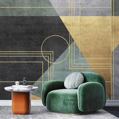 3079-A / Peel and Stick Geometric Wallpaper: Gold Accents, Modern Decor for Walls - DIY Self Adhesive, Removable, Abstract Art Deco Design - Artevella