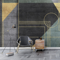 3079-A / Peel and Stick Geometric Wallpaper: Gold Accents, Modern Decor for Walls - DIY Self Adhesive, Removable, Abstract Art Deco Design - Artevella