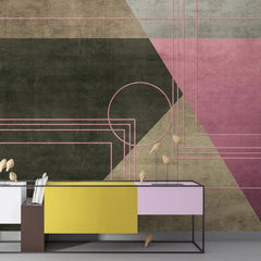 3079-C / Peel and Stick Geometric Wallpaper: Gold Accents, Modern Decor for Walls - DIY Self Adhesive, Removable, Abstract Art Deco Design - Artevella