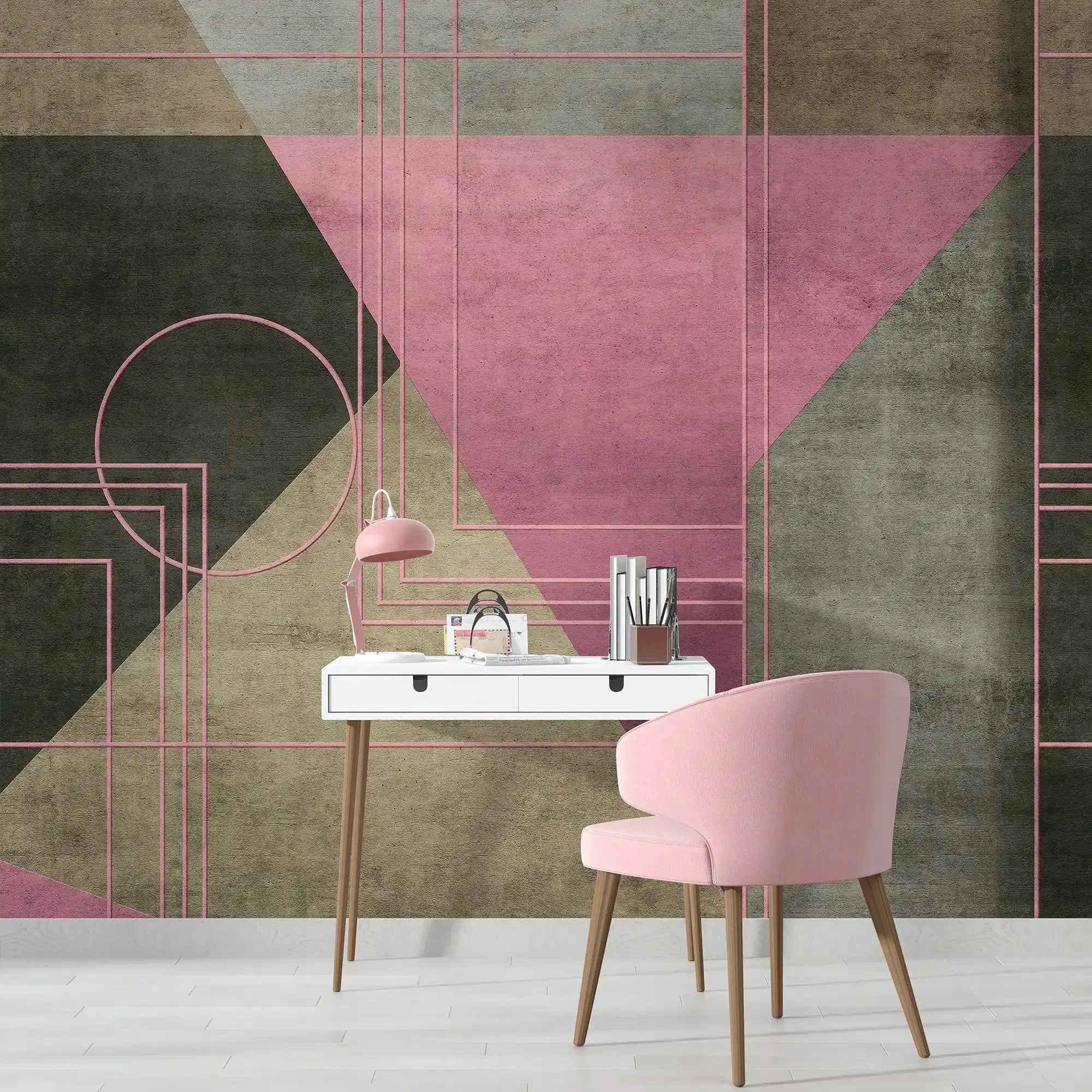 3079-C / Peel and Stick Geometric Wallpaper: Gold Accents, Modern Decor for Walls - DIY Self Adhesive, Removable, Abstract Art Deco Design - Artevella