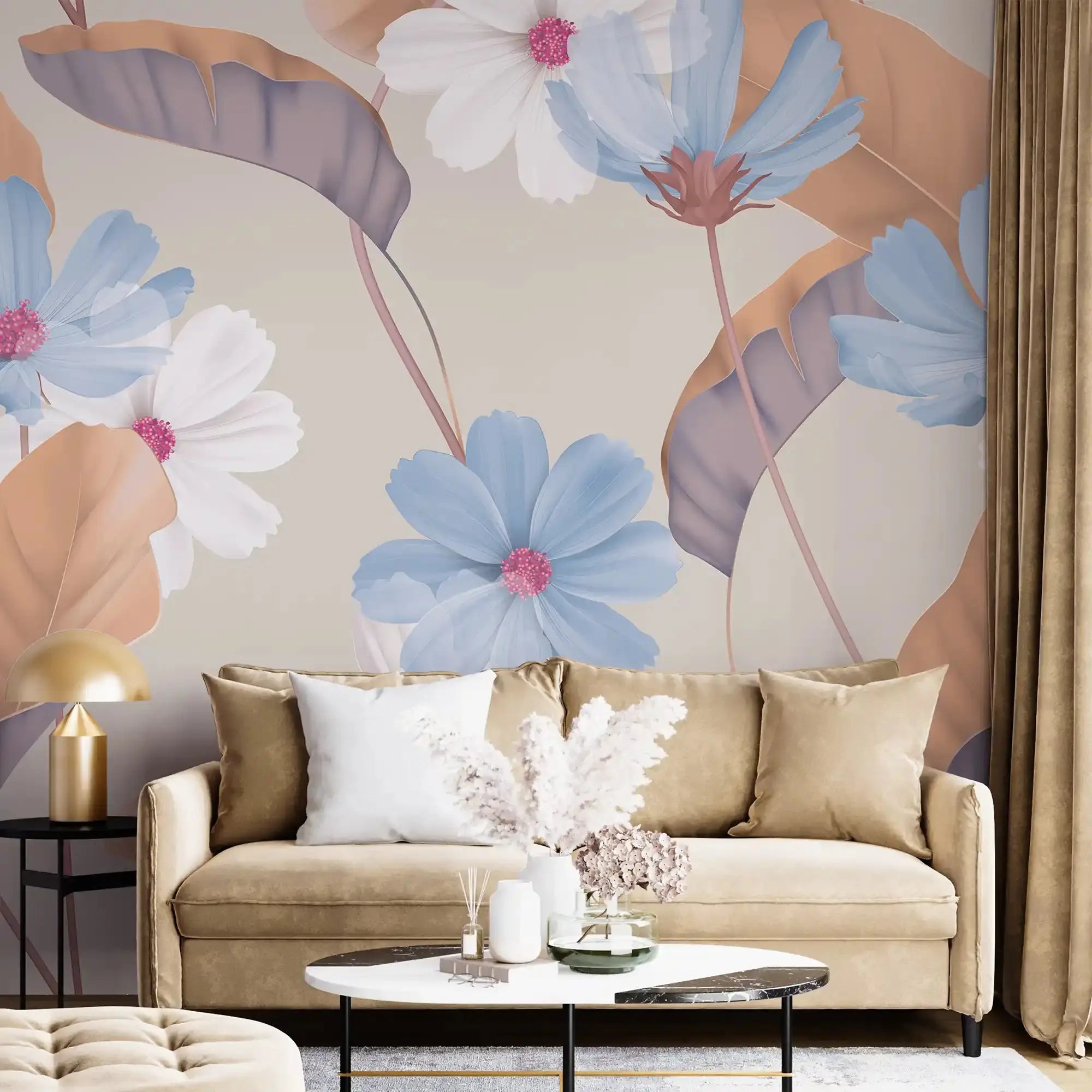 3080-A / Vibrant Boho Floral Wallpaper: Peel and Stick for Easy Application - Self Adhesive, Temporary Wall Mural for DIY Decor - Artevella