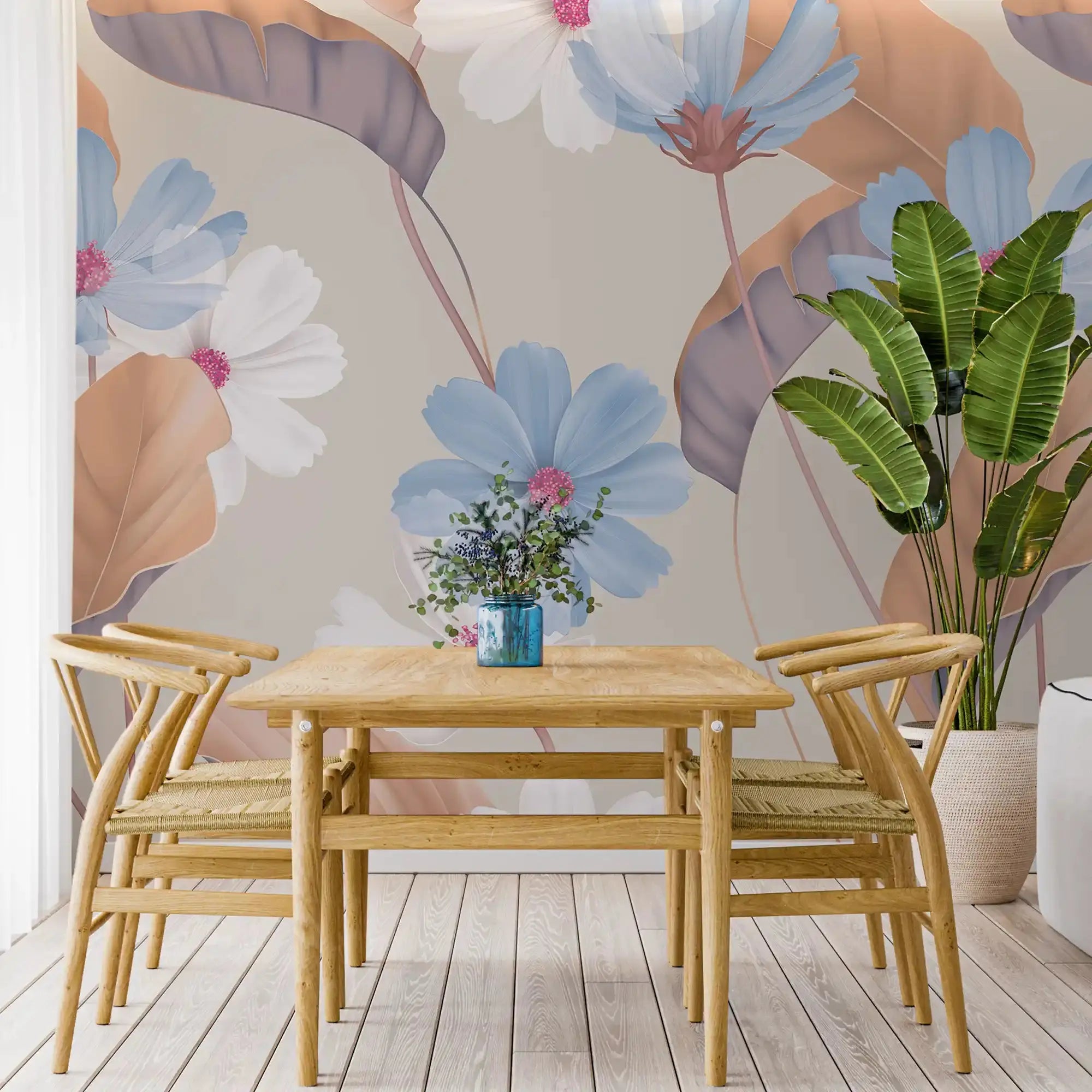 3080-A / Vibrant Boho Floral Wallpaper: Peel and Stick for Easy Application - Self Adhesive, Temporary Wall Mural for DIY Decor - Artevella
