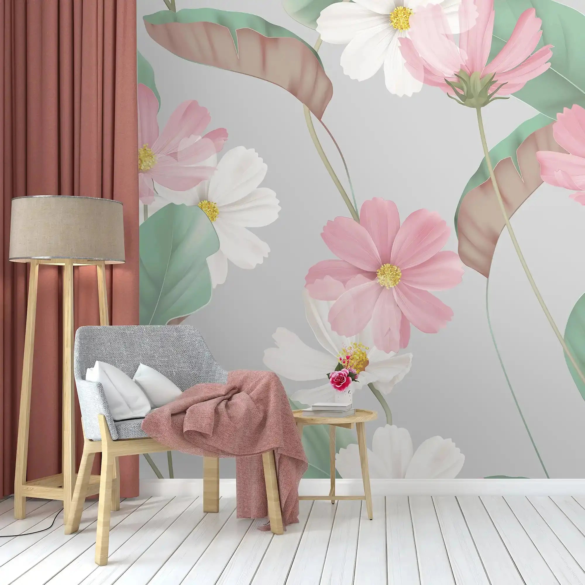 3080-D / Vibrant Boho Floral Wallpaper: Peel and Stick for Easy Application - Self Adhesive, Temporary Wall Mural for DIY Decor - Artevella