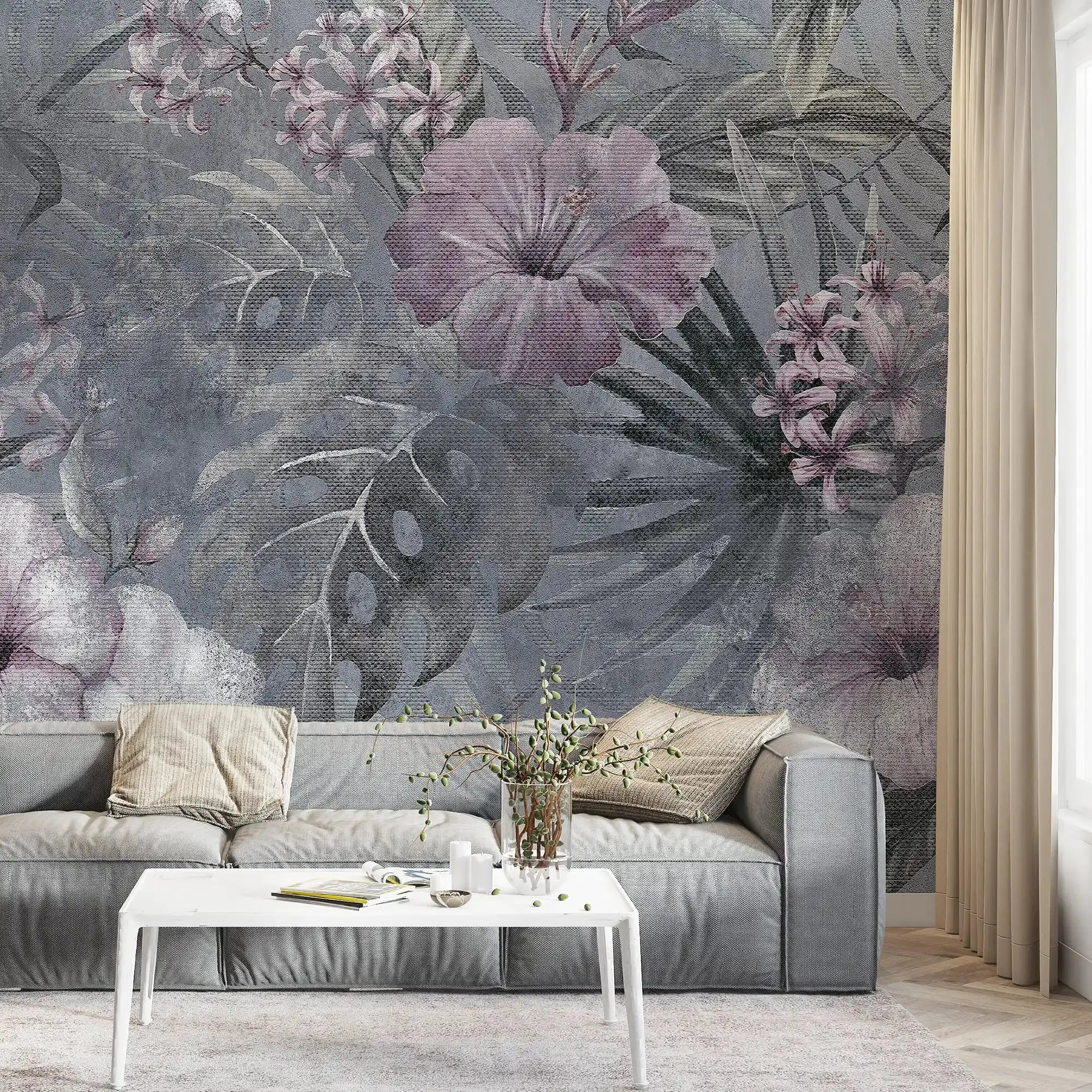 3081-A / Vibrant Floral Peelable Stickable Wallpaper - Transform Your Living Room with Easy Install Art Deco Design - Artevella
