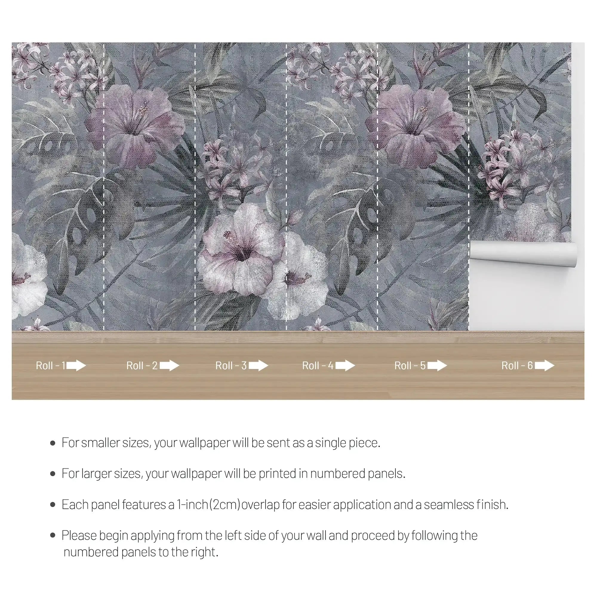3081-A / Vibrant Floral Peelable Stickable Wallpaper - Transform Your Living Room with Easy Install Art Deco Design - Artevella