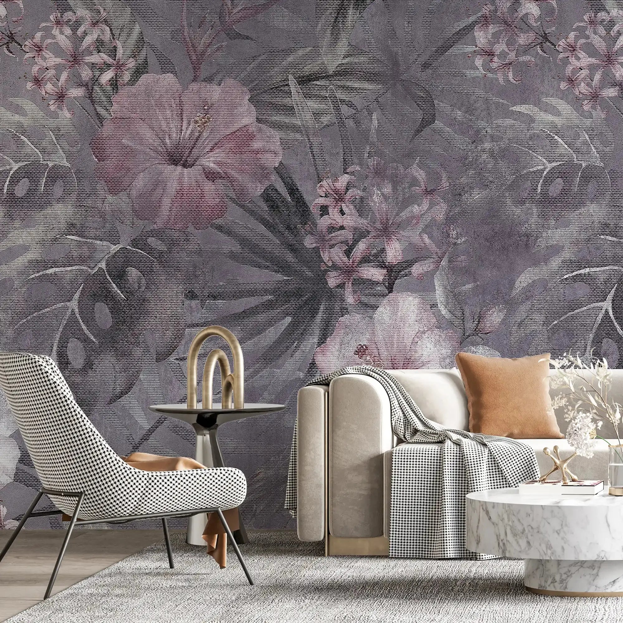 3081-B / Vibrant Floral Peelable Stickable Wallpaper - Transform Your Living Room with Easy Install Art Deco Design - Artevella