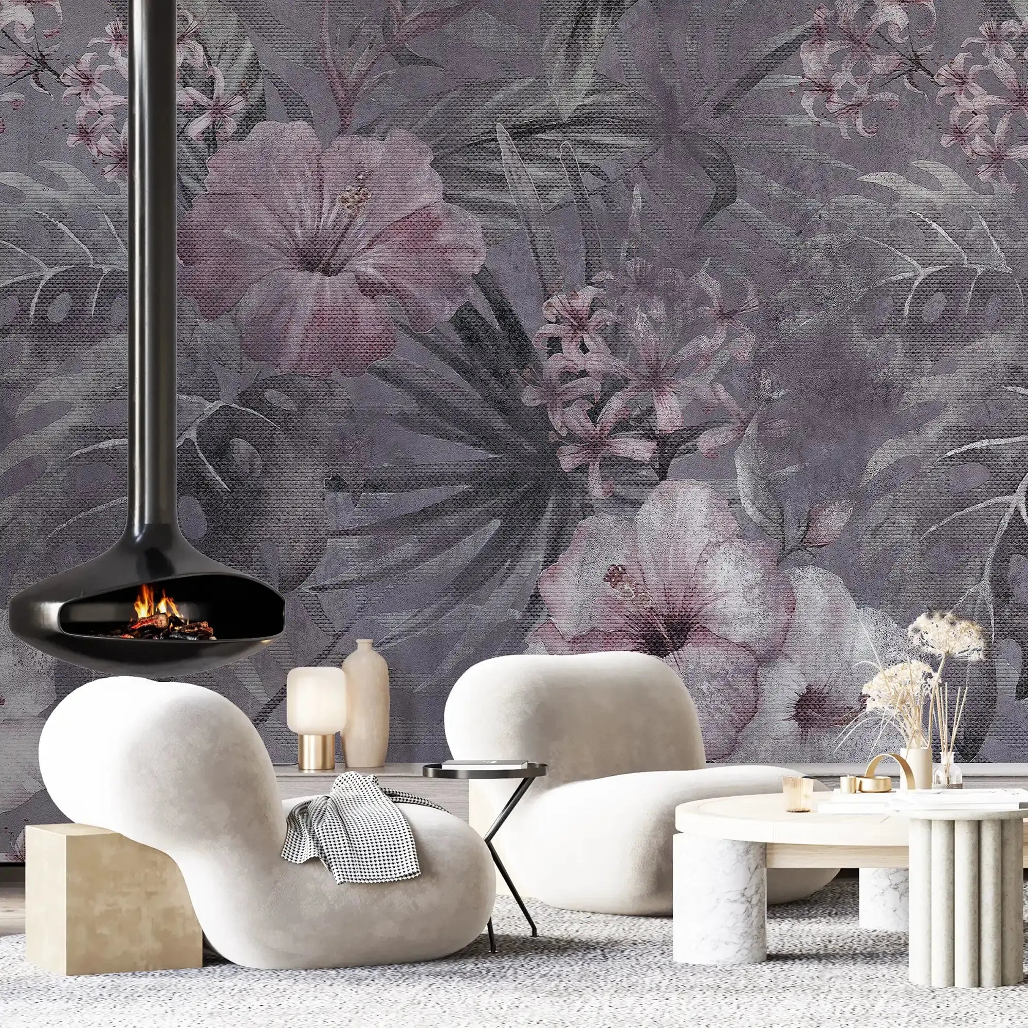 3081-B / Vibrant Floral Peelable Stickable Wallpaper - Transform Your Living Room with Easy Install Art Deco Design - Artevella
