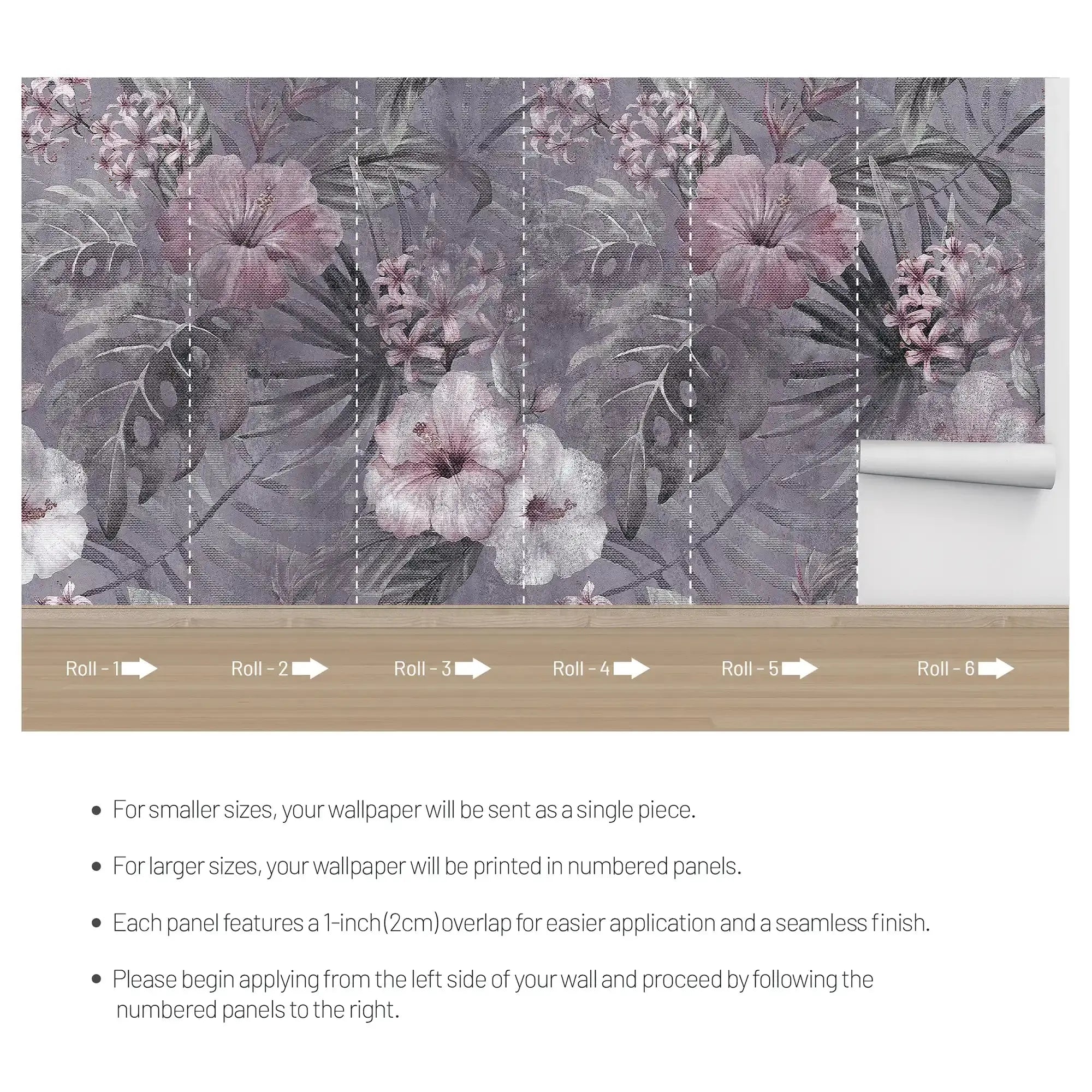 3081-B / Vibrant Floral Peelable Stickable Wallpaper - Transform Your Living Room with Easy Install Art Deco Design - Artevella