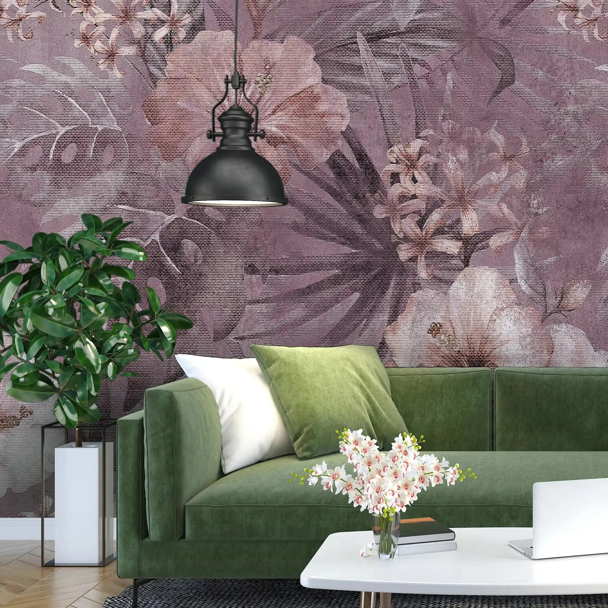 3081-C / Vibrant Floral Peelable Stickable Wallpaper - Transform Your Living Room with Easy Install Art Deco Design - Artevella