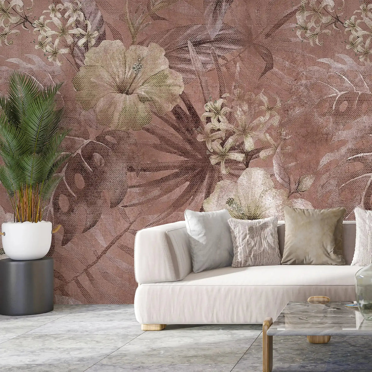 3081-D / Vibrant Floral Peelable Stickable Wallpaper - Transform Your Living Room with Easy Install Art Deco Design - Artevella