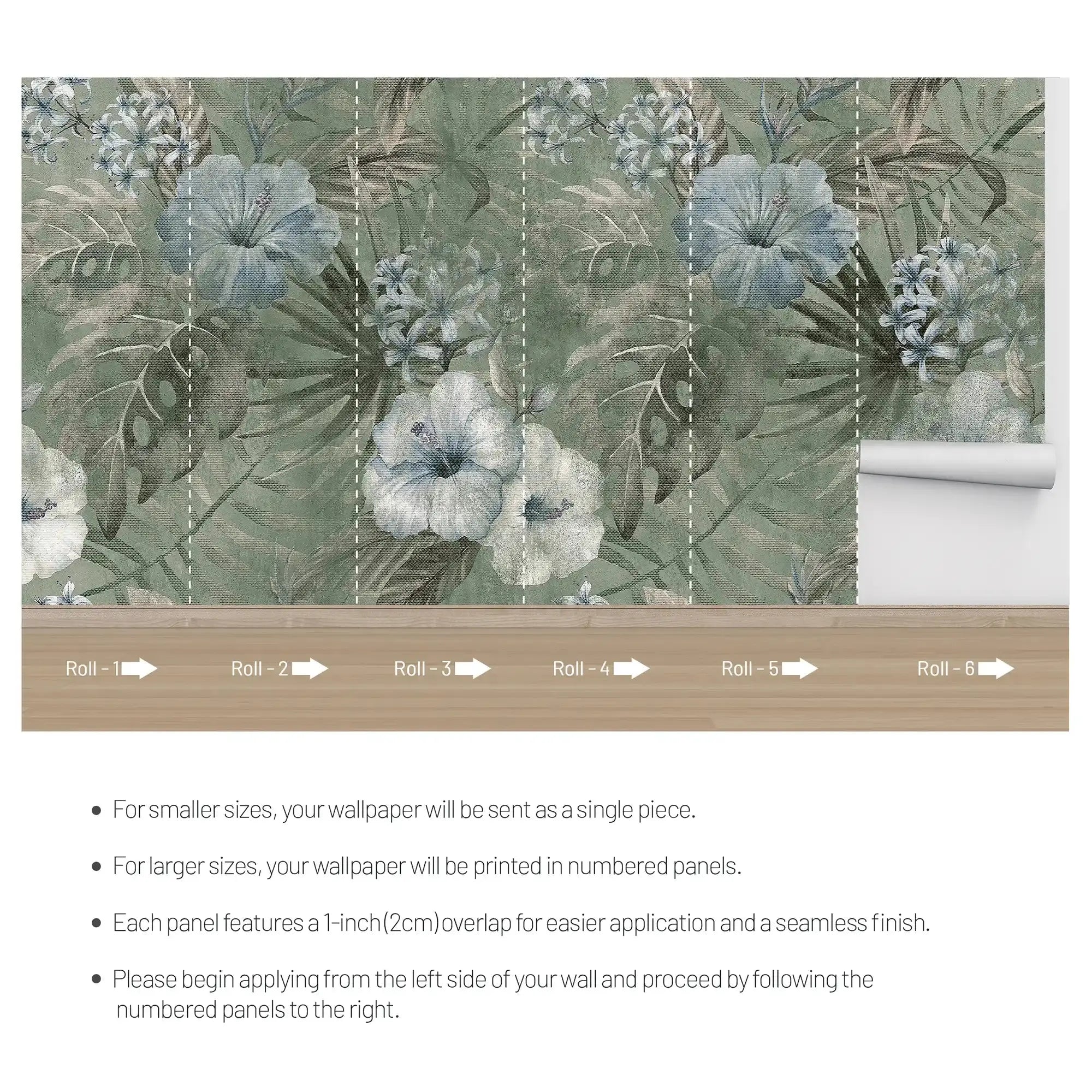 3081-E / Vibrant Floral Peelable Stickable Wallpaper - Transform Your Living Room with Easy Install Art Deco Design - Artevella