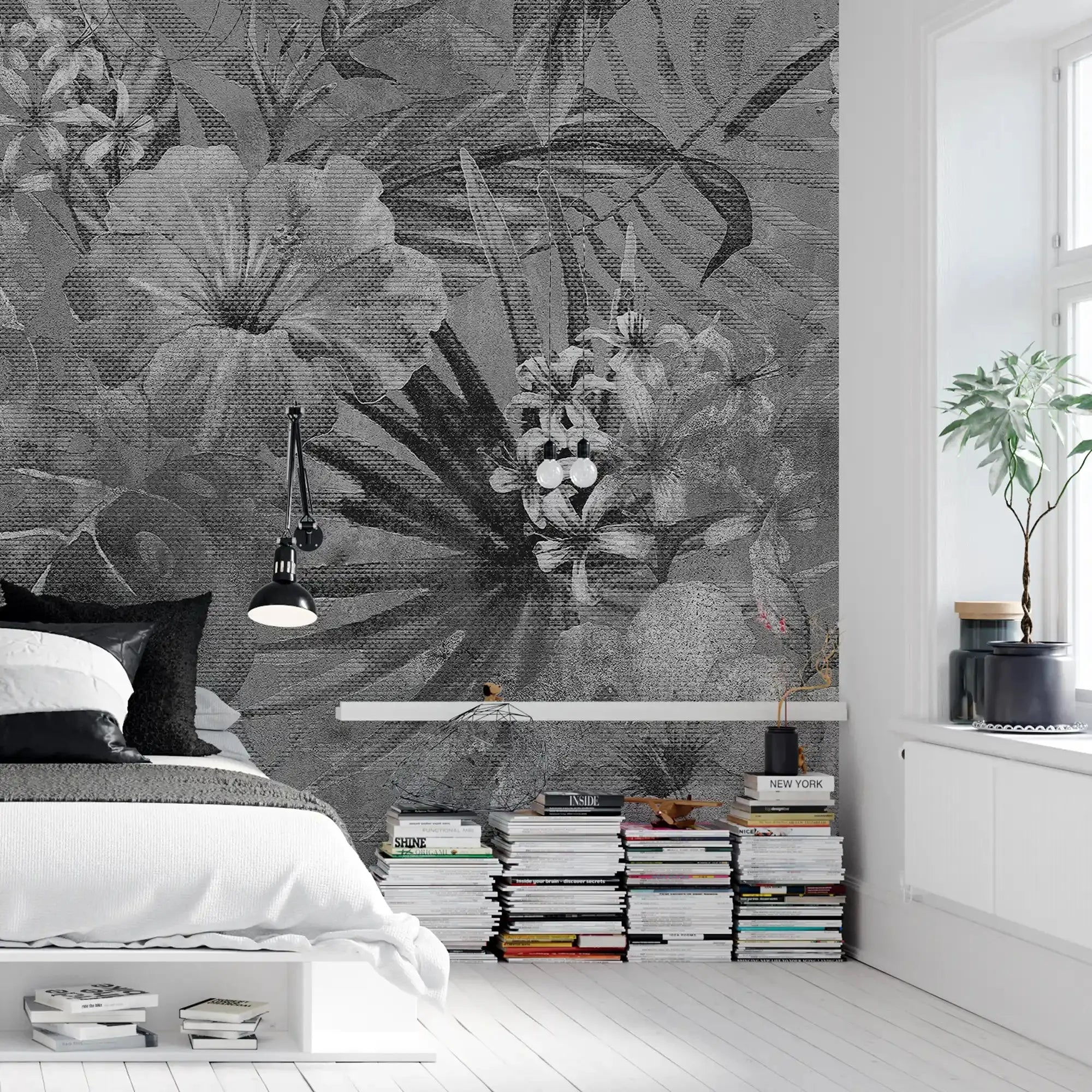 3081-F / Vibrant Floral Peelable Stickable Wallpaper - Transform Your Living Room with Easy Install Art Deco Design - Artevella