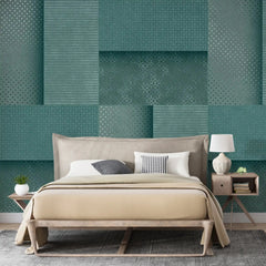 3082-B / Peel and Stick Wallpaper: Blue Tile Square Pattern, Easy Install, Adhesive Wall Decor for Bathroom, Kitchen, and Living Room - Artevella