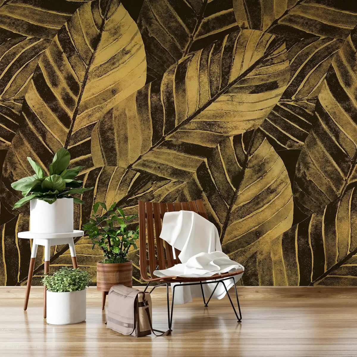 3087-D / Leaf Wallpaper: Green Palm Print, Sticky Wallpaper for Walls, Ideal for DIY Decor & Renters - Artevella